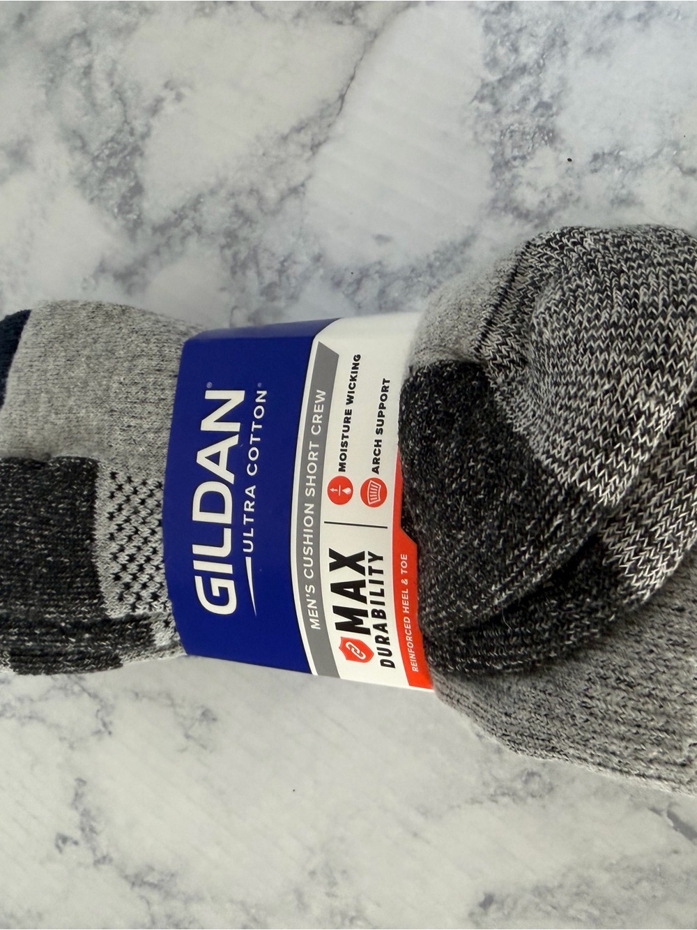 Gildan Men's Cushion Short Crew Socks in Gray and Black